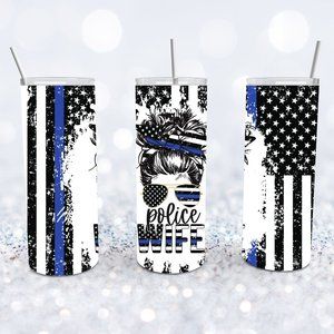 Thin Blue Line Police Wife 20 OZ Tumbler